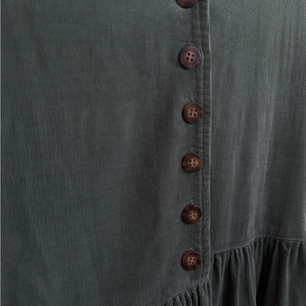 Vintage Eddie Bauer Elegant Sage Green Corduroy Sleeveless Dress - Picture 3 of 4